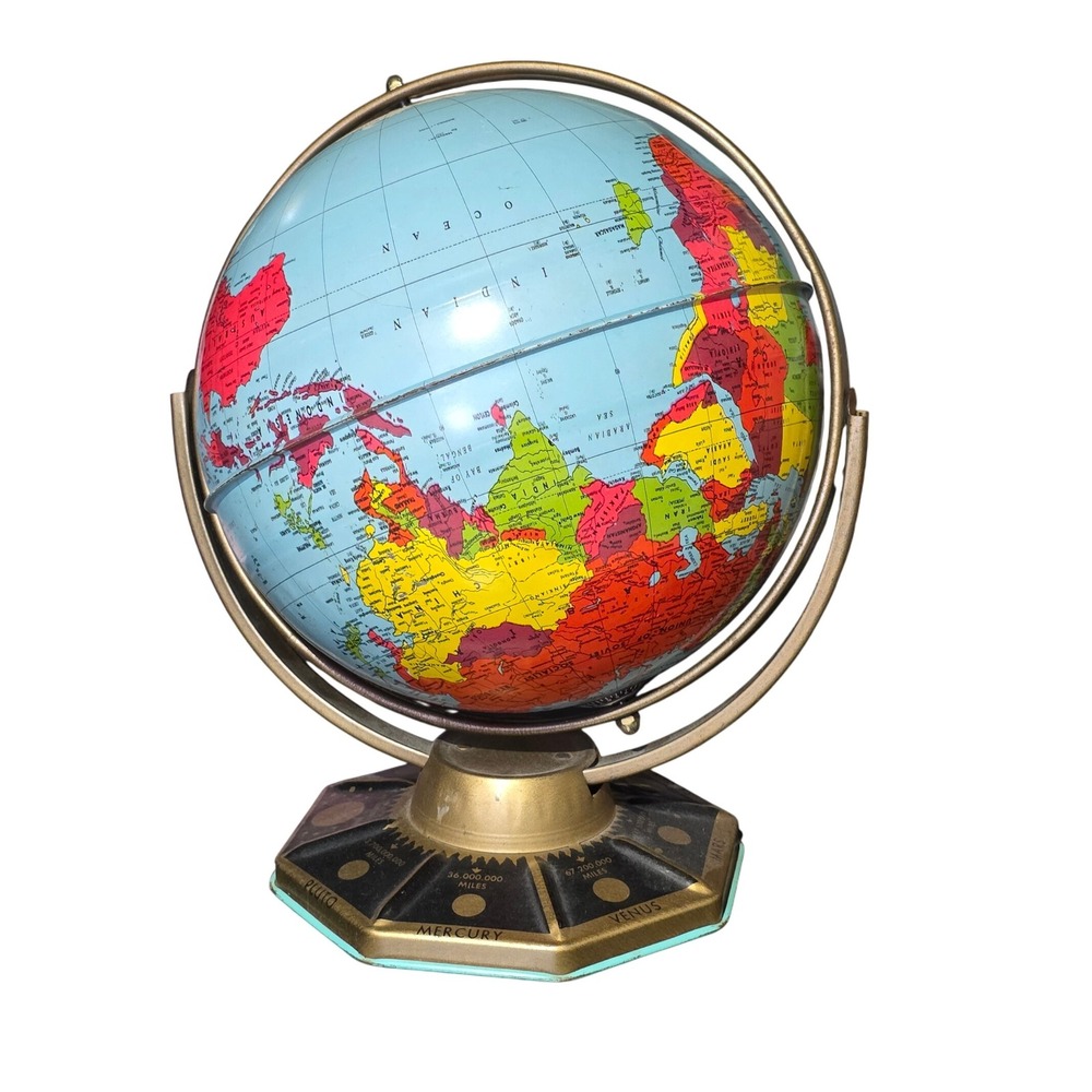Vintage Educational Desk Globe Planets Solar System Model Table Top